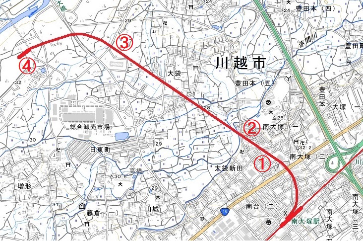 西武安比奈線のルートマップ