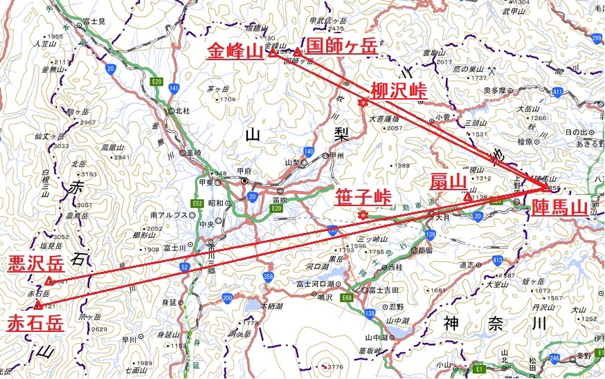 山座同定の地図（陣馬山）